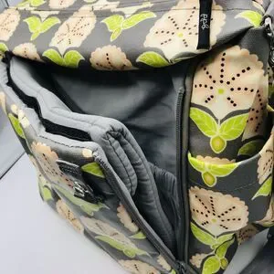 Petunia Pickle Bottom Boxy Backpack Diaper Bag Lage Floral Grey Green Pink s-l400.jpg main image 3